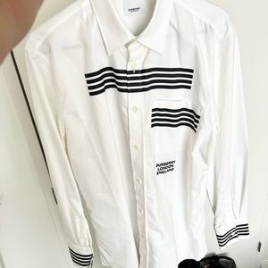 Burberry White Button Down Long Sleeve Shirt Size Large
